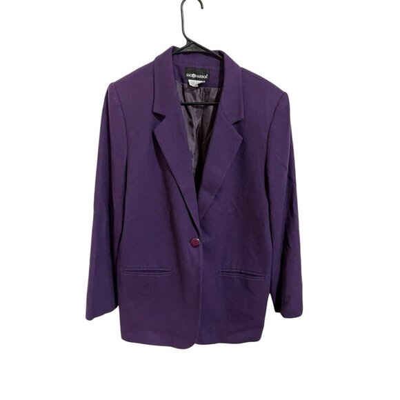 Vintage 90s Retro Sag Harbor Women's 12 100% Pure Wool Blazer Jacket Purple - Picture 3 of 6